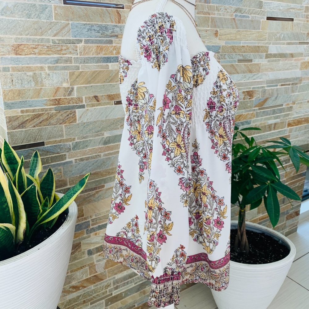 SHOW ME YOUR MUMU RAQUEL PAISLEY SMOCKED TOP SZ XS - Picture 4 of 7